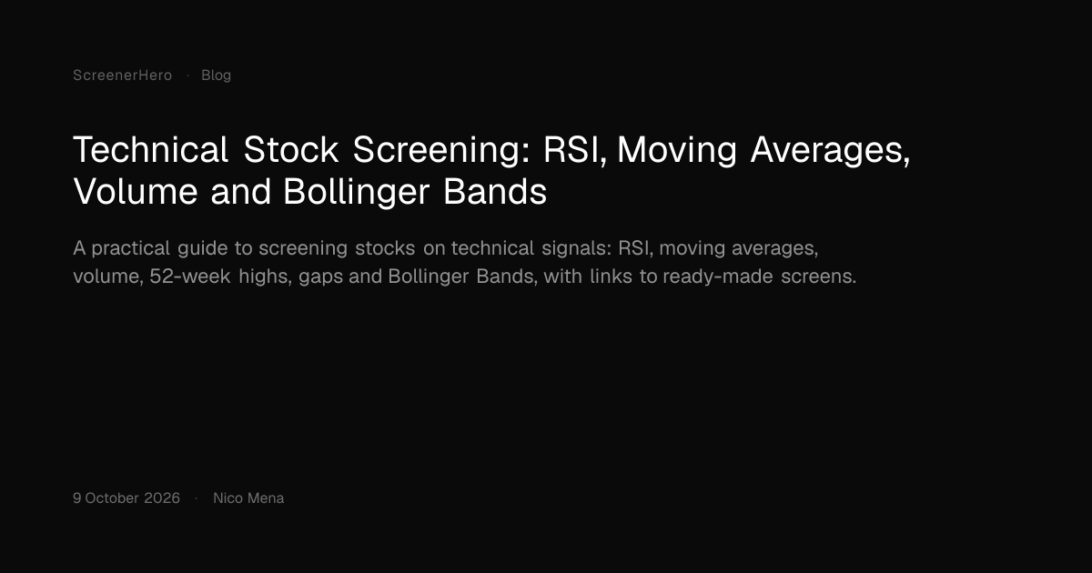 Technical Stock Screening: RSI, Moving Averages, Volume and Bollinger Bands